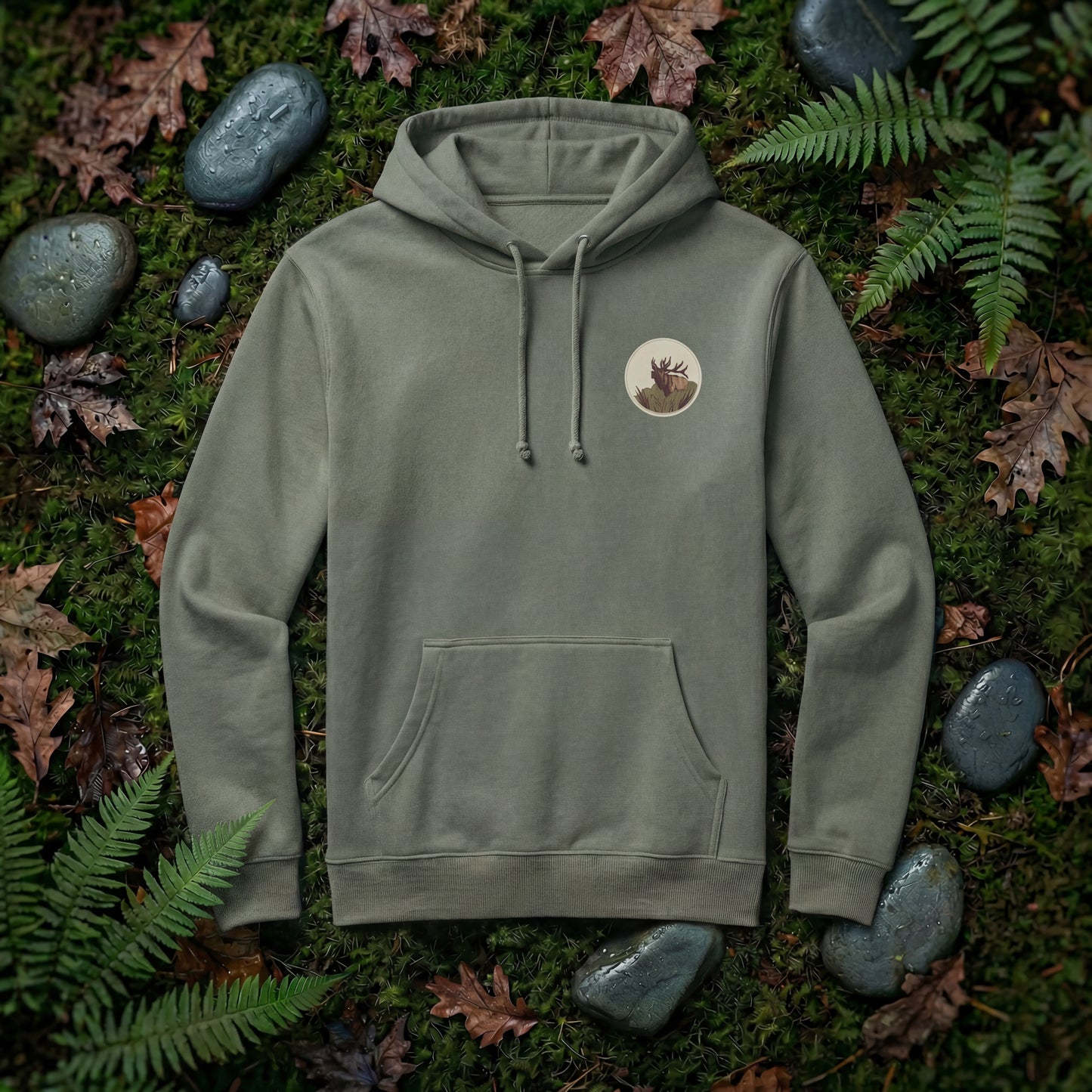 Elk Bugling Heavyweight Hoodie in Moss | Shutter & Wing