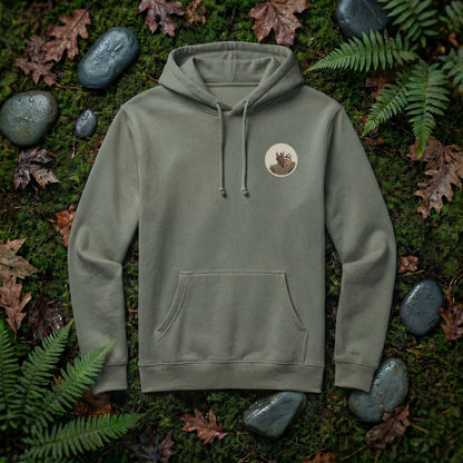 Elk Bugling Heavyweight Hoodie in Moss | Shutter & Wing