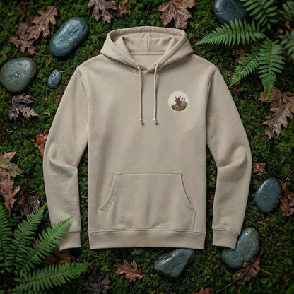 Elk Bugling Heavyweight Hoodie in Sand — bugling bull elk pullover hoodie | Shutter & Wing