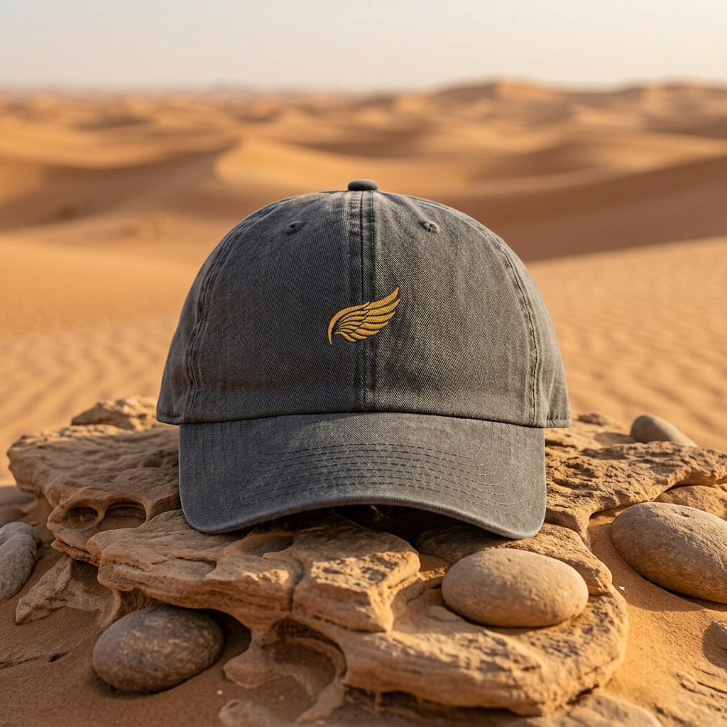 The Wing Clean Up Cap — embroidered Shutter & Wing brand mark brim detail