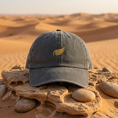 The Wing Clean Up Cap — embroidered Shutter & Wing brand mark brim detail