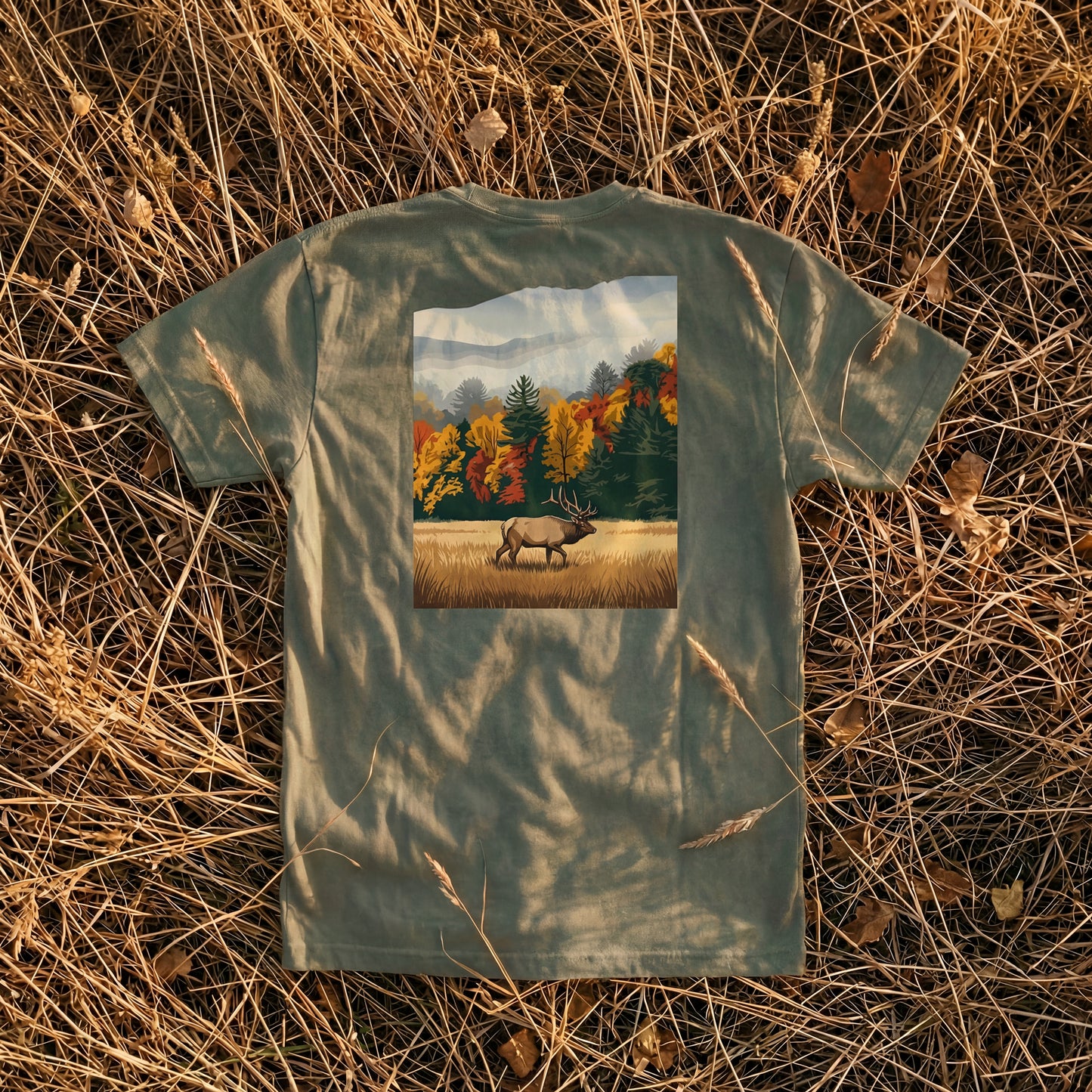 Misty Elk Heavyweight Pocket Tee in Moss | Shutter & Wing